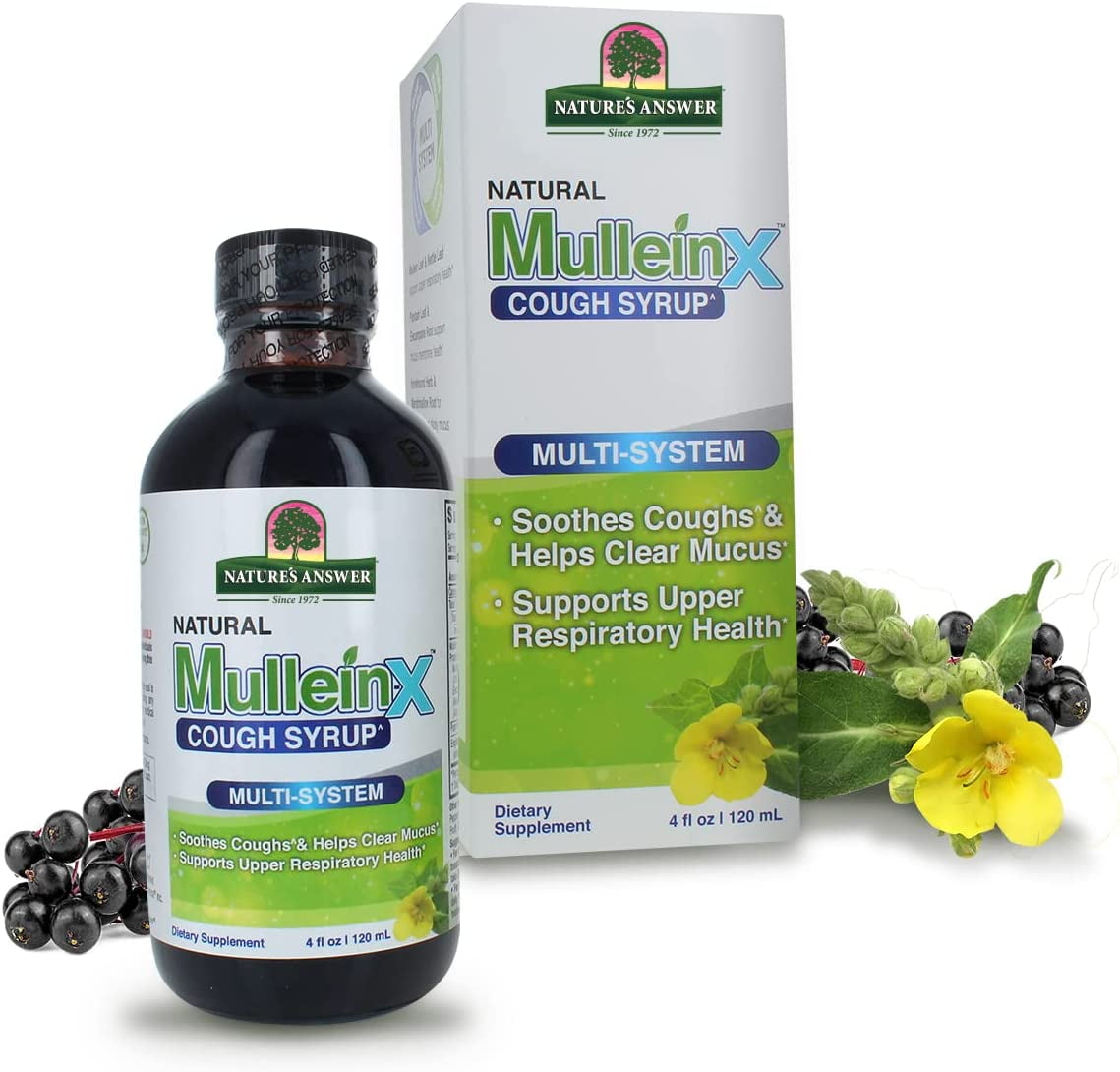 Nature's Answer Mullein-X Multi System Cough Syrup 4 Ounce | Soothes Coughs & Clears Mucus | Respiratory Support | Non GMO Gluten Free