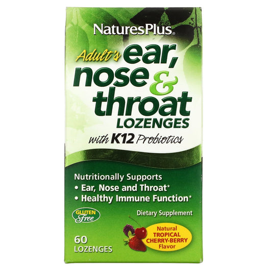 Nature's Plus Adult's Ear, Nose & Throat Lozenges, Natural Tropical Cherry Berry, 60 Lozenges