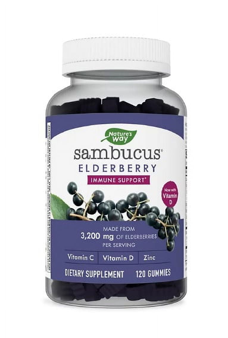 Nature's Way Sambucus Elderberry Herbal Supplement Gummies, Gluten Free (120 ct.)