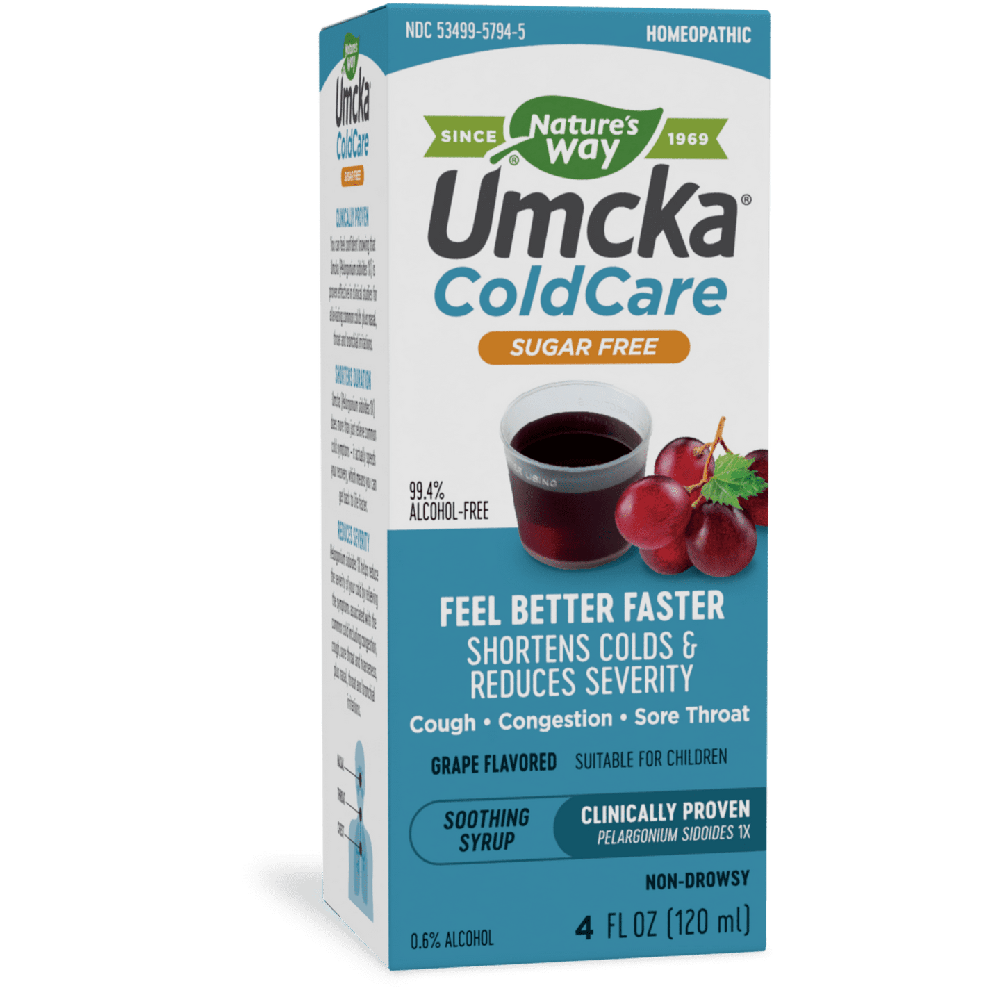 Nature’s Way Umcka ColdCare Sugar Free Syrup, Cough, Congestion, Sore Throat, 4 Fl. Oz, Grape Flavored