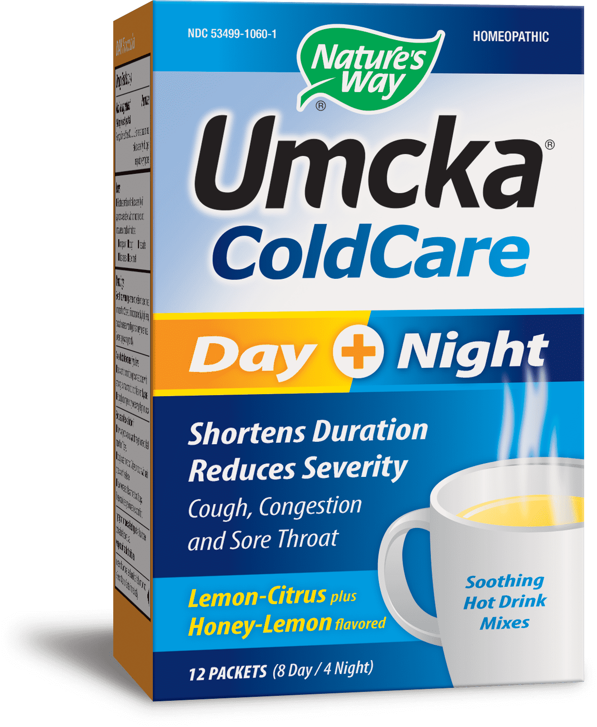 Nature's way umcka coldcare day + night packets, lemon-citrus and honey-lemon, 12 ct