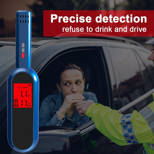 Nebublu Rechargeable Breath Tester LCD Digital Breathalyzer Blowing Tester Portable Hand-held Drunk Driving Detection Gauge