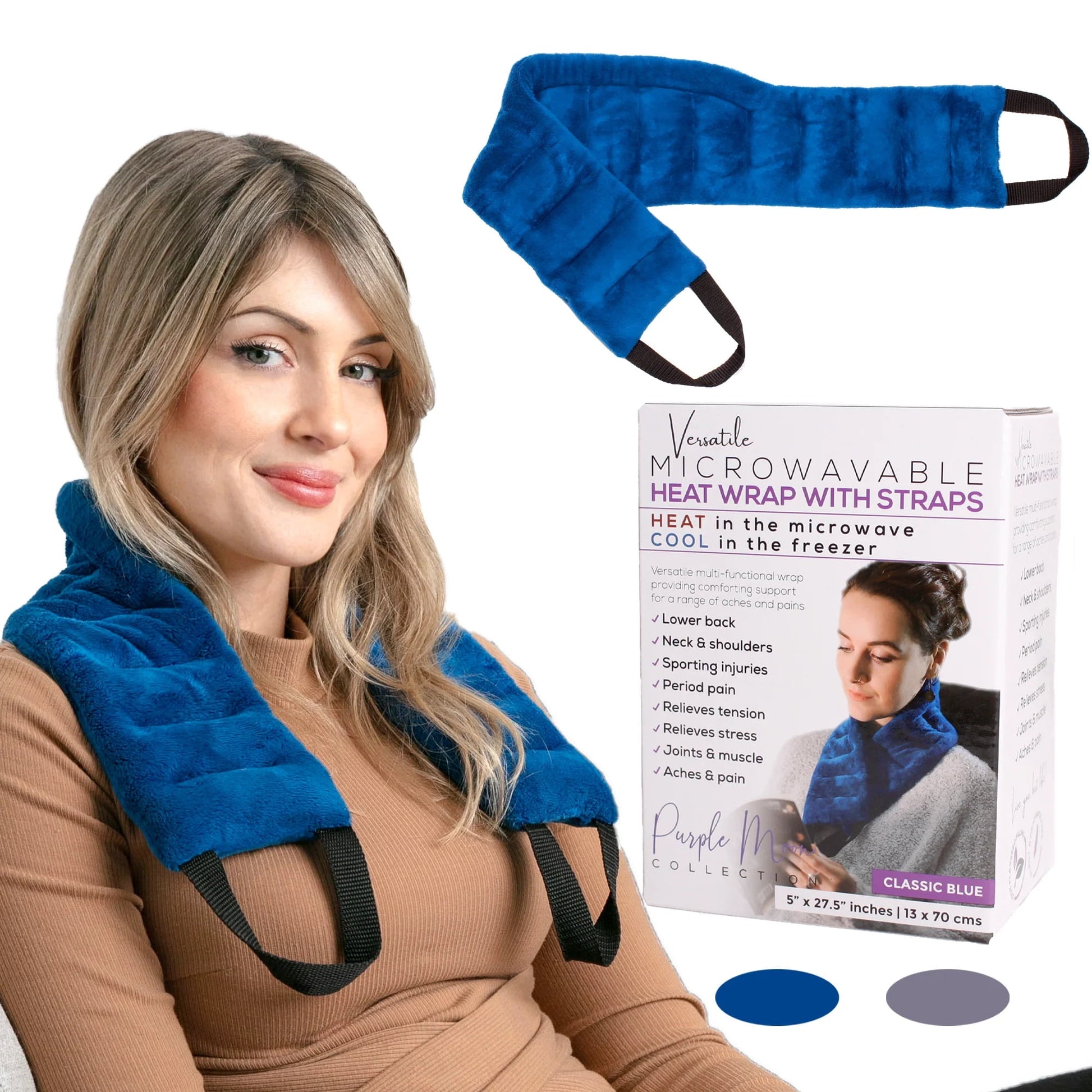 Neck Heating Pad Microwavable with Handles, Microwave Heating pad for Neck and Shoulders, Neck Pain, Joints and Muscle Aches, a Warmer Heated Neck Wrap, Reusable Moist Heat Pack for Pain Relief