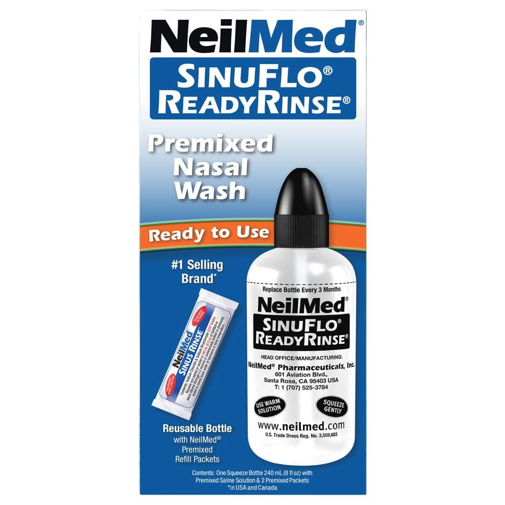 Neilmed Sinuflo Ready Rinse, Premixed Saline Nasal Rinse - 8 Oz, 2 Pack