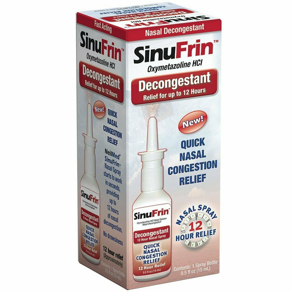 Neilmed Sinufrin Decongestant Nasal Spray Quick Congestion Relief, 0.5Oz, 5 Pack