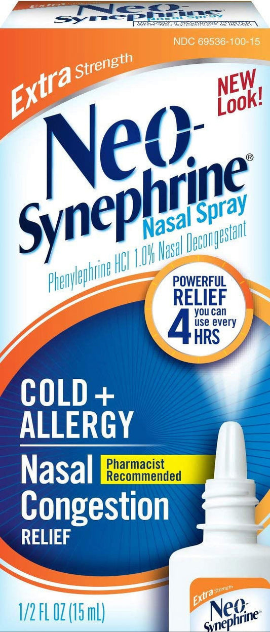 Neo-Synephrine Cold & Sinus Extra Strength Spray 0.50 oz (Pack of 4)