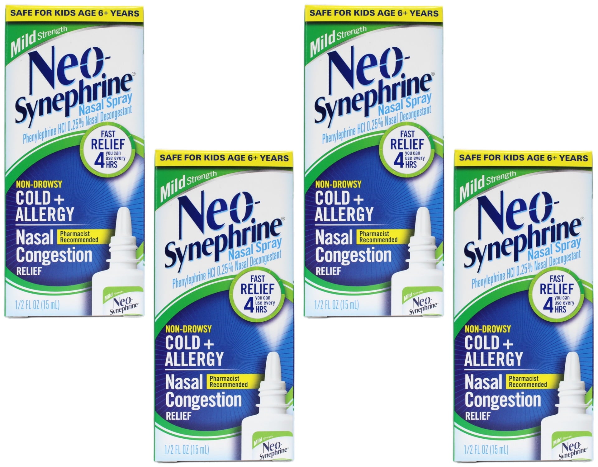 Neo-Synephrine Spray Mild 0.50 oz (Pack of 4)