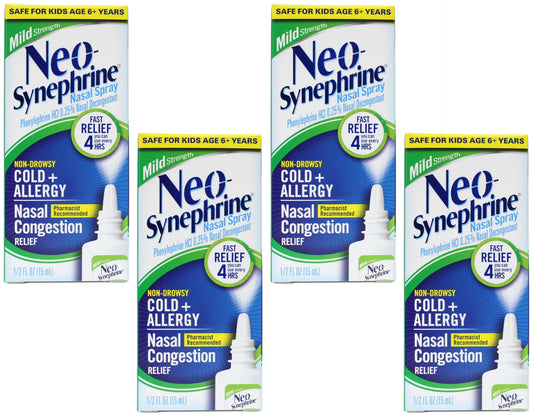 Neo-Synephrine Spray Mild 0.50 oz (Pack of 4)