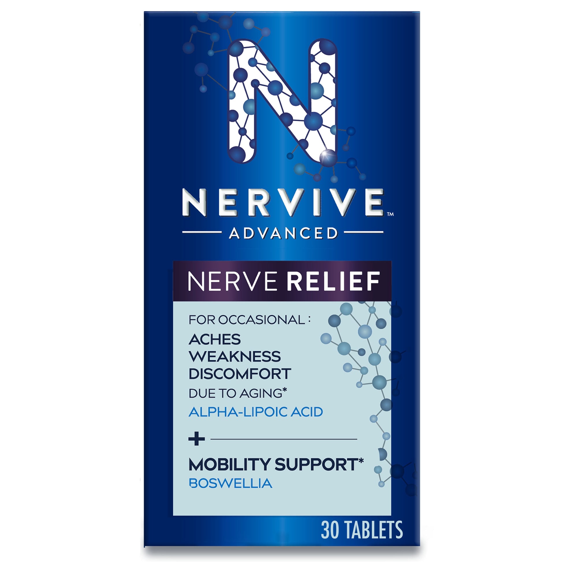 Nervive Advanced Nerve Pain + Mobility, Aches and Pains, Weakness, Discomfort, 30 Tablets