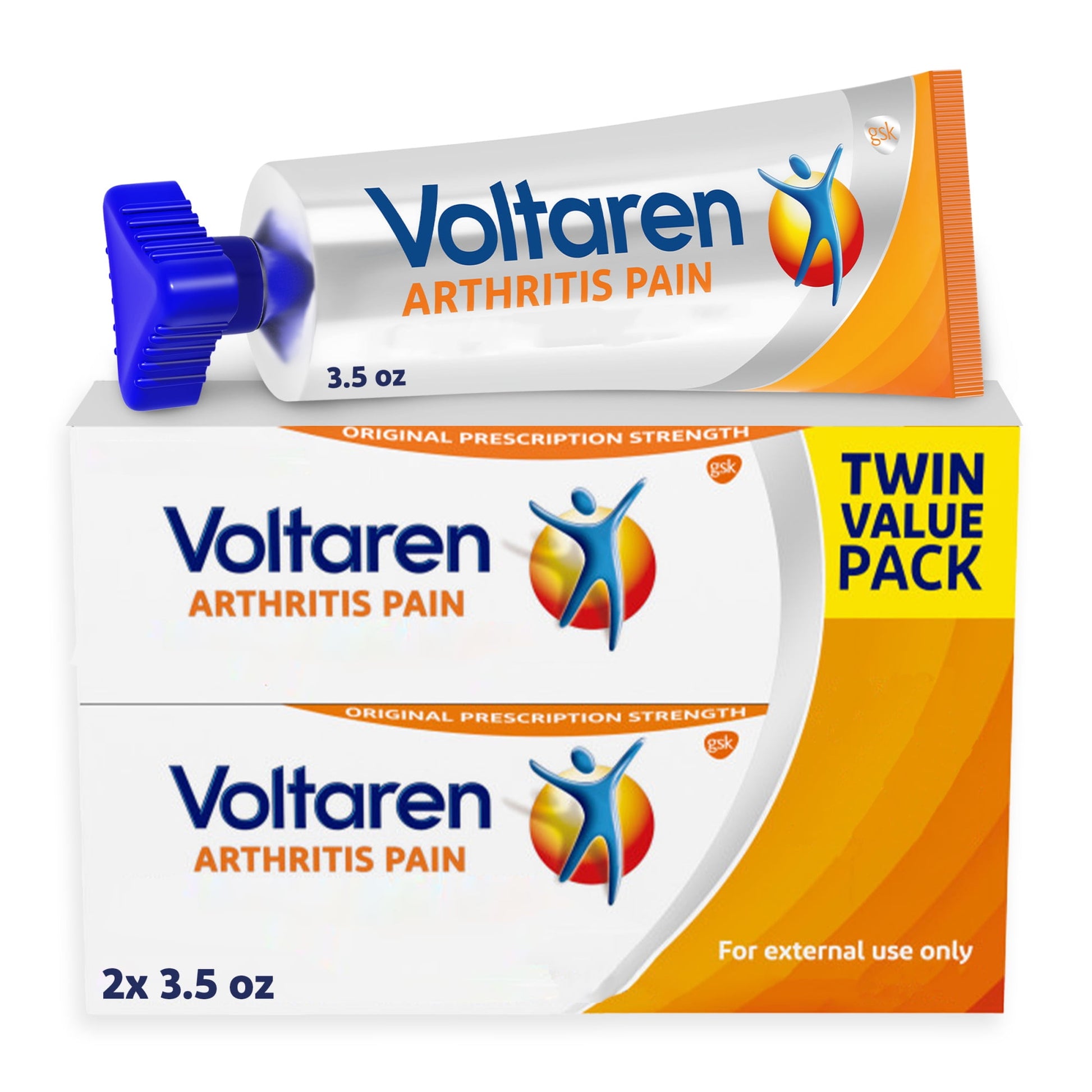 New Easy Open Cap - Voltaren Arthritis Pain Gel for Powerful Topical Arthritis Pain Relief - 100 G x 2