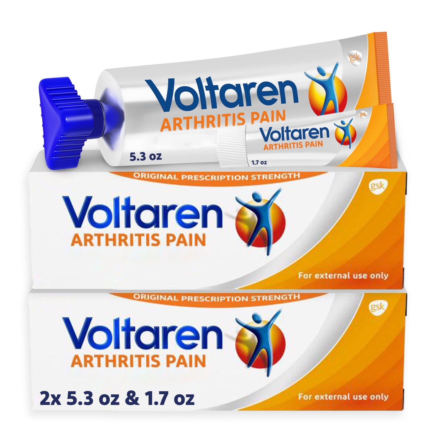 New Easy Open Cap - Voltaren Arthritis Pain Gel for Powerful Topical Arthritis Pain Relief - Two 150 G Tubes and One 50 G Tube