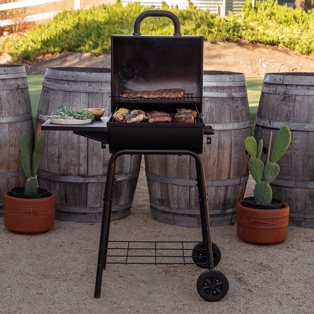 Nexgrill 17.5" Charcoal Barrel Barbeque Grill with Side Shelf, 810-0063