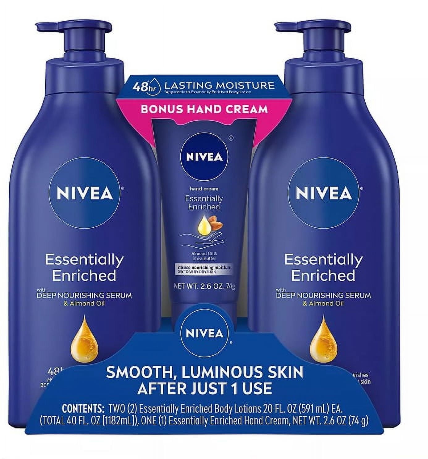 Nivea Essentially Enriched Body Lotion and Hand Cream Variety Pack