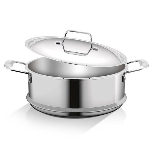 NutriChef 8-quart Stainless-Steel Stain-Resistant Steamer Insert Kitchen Cookware with Lid