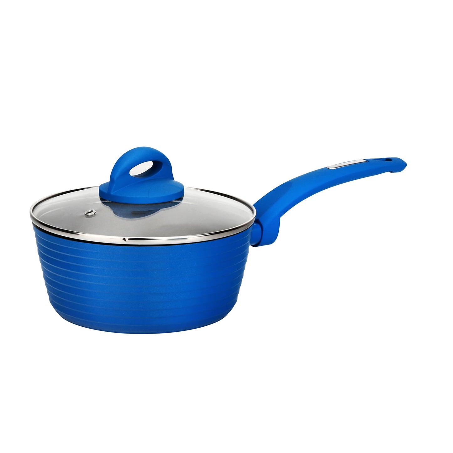 NutriChef Saucepan Pot with Lid - Non-Stick Stylish Kitchen Cookware with Light Gray Inside and Blue Outside, 1.5 Quart (Works with Model: NCCW12BLU)