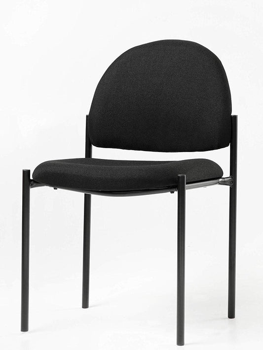 OFFICE FACTOR Stackable Guest Chair, Fabric Upholstered Waiting Room Chair for Business, Doctors Office, Lobbies, Extra Seating (Black-Fabric NO ARMS)