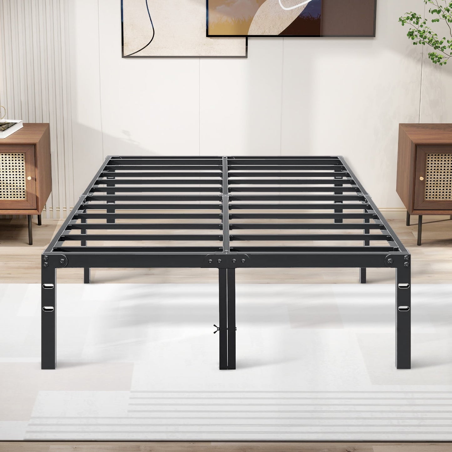 Full Size Metal Platform Bed Frame - Heavy Duty Mattress Foundation with Steel Slats Support (No Box Spring Needed)