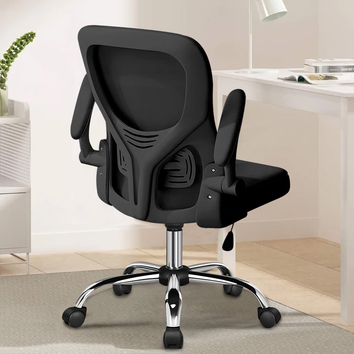 Office Chair, Happylost Computer Swivel Desk Chair with Adjustable Armrests (Black)