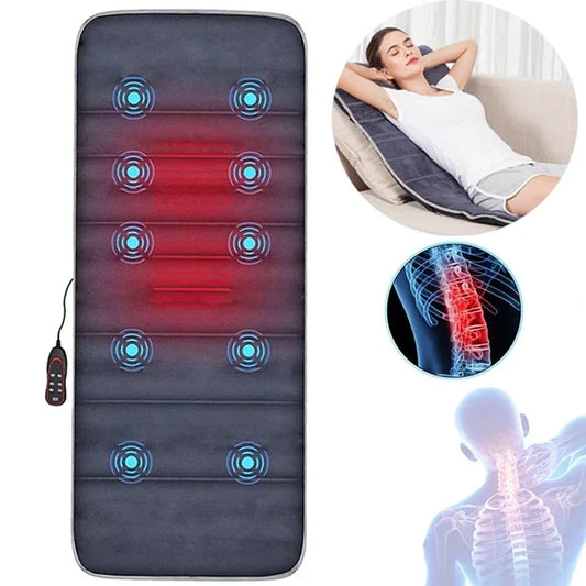 OhhGo Vibration Massage Mat,Full Body Massage Mat with Heat,Chair Pad with 10 Vibration Motors,Heated Massage Mattress Pad for Back,for Neck Back Leg Muscle Pain Relaxation