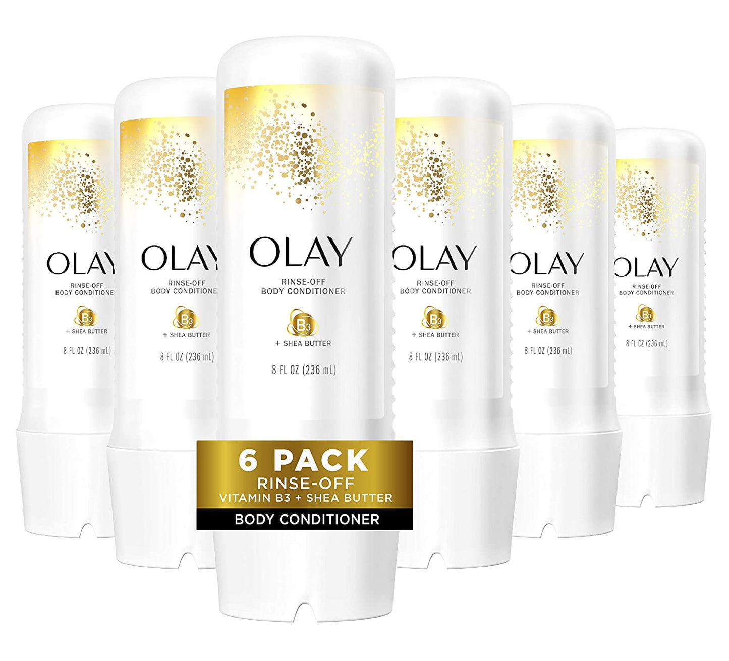 Olay In-Shower Rinse-Off Body Conditioner for Dry Skin with B3 and Shea Butter for Lasting Hydration, 8 Fl Oz Pack of 6