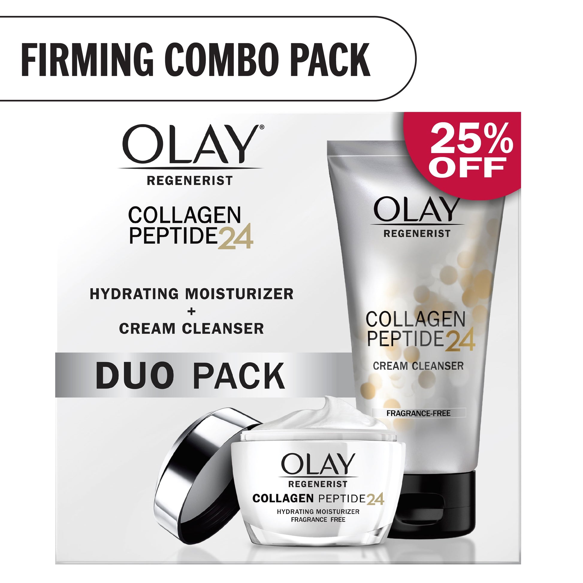 Olay Regenerist Collagen Peptide 24 Duo Pack, Everyday Care, Face Wash 5.0 fl oz, Moisturizer 1.7 oz