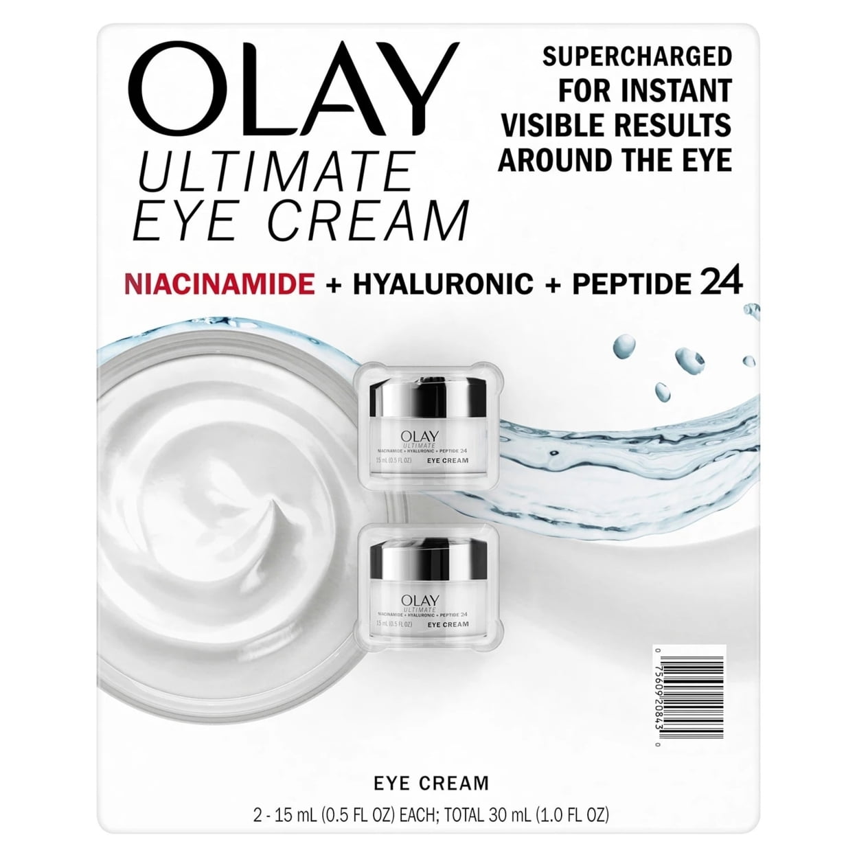 Olay Ultimate Niacinamide + Hyaluronic + Peptide Eye Cream 0.5 Fl Oz (2 Pack)