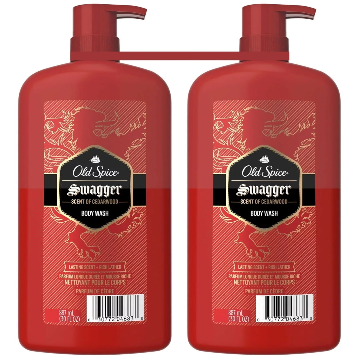 Old Spice Swagger Body Wash for Men Scent of Cedarwood 30 Fl Oz (Pack of 2)