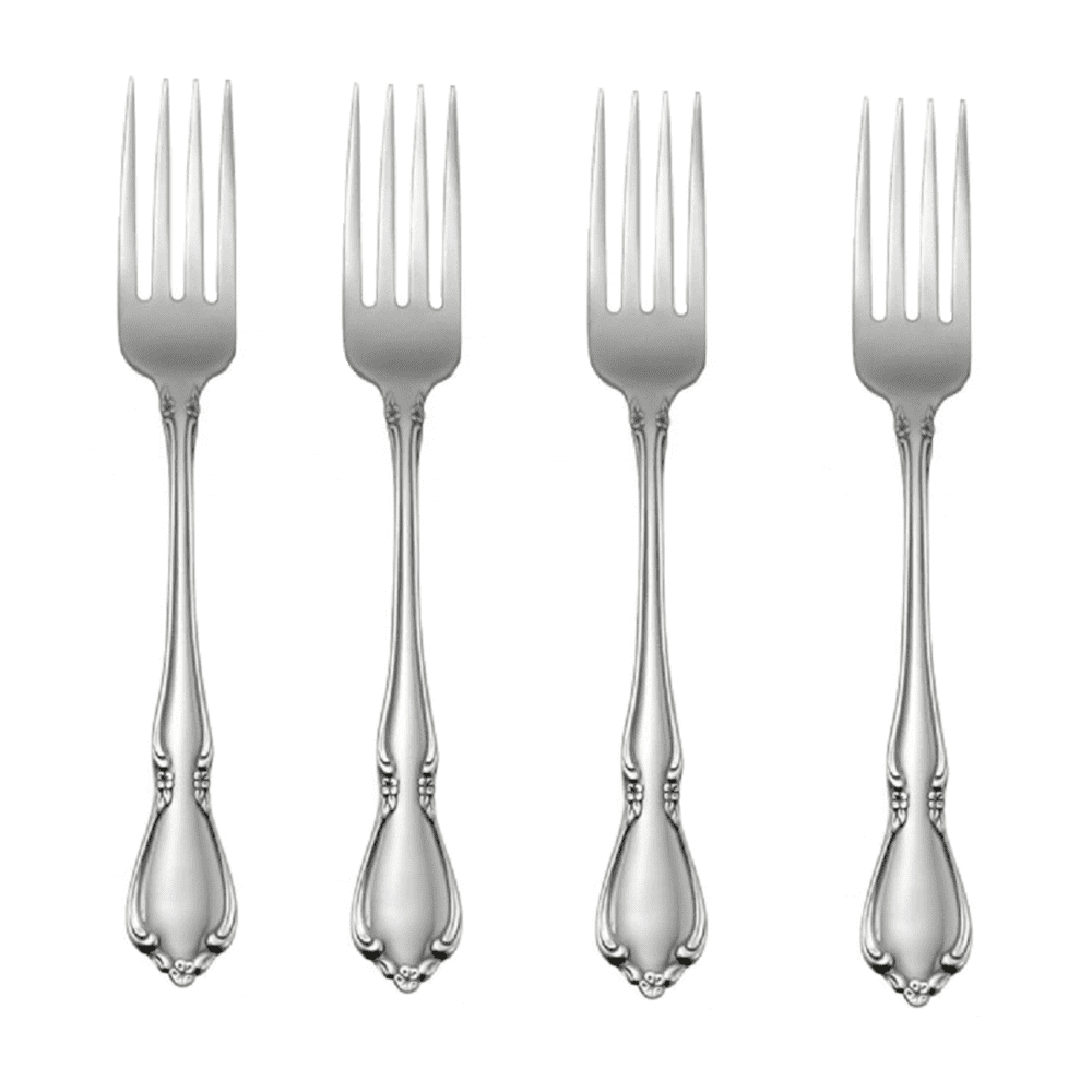 Oneida Chateau Fine Flatware Set, 18/8 Stainless, Set of 4 Dinner Forks