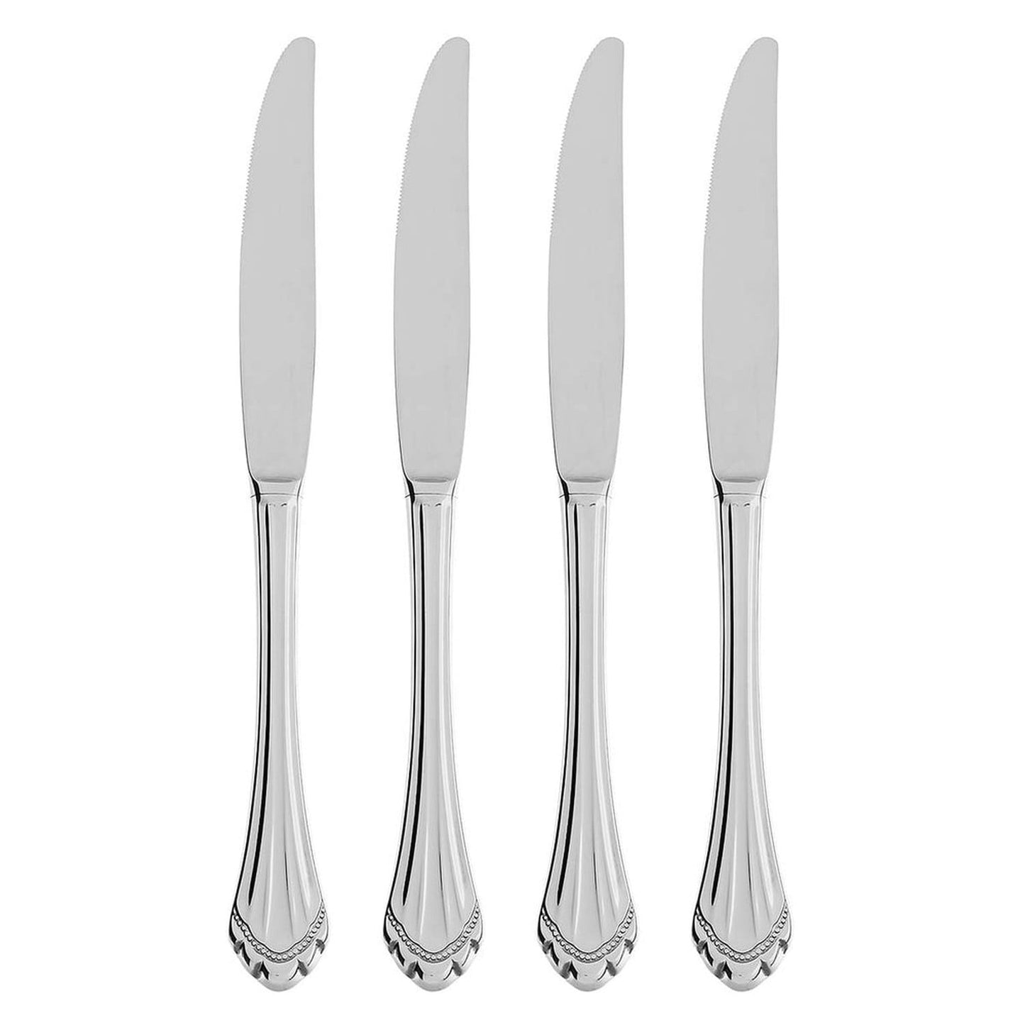 Oneida Marquette Set of 4 Fine Flatware Dinner Knives, 18/8 Stainless Steel, Silver