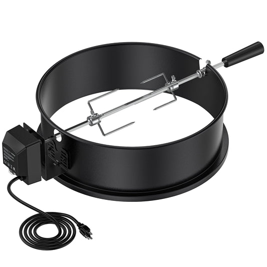 Only Fire Upgrade BBQ Rotisserie Ring Kit for Weber 18'' Kettle Charcoal Grills, Chrome Plated Steel