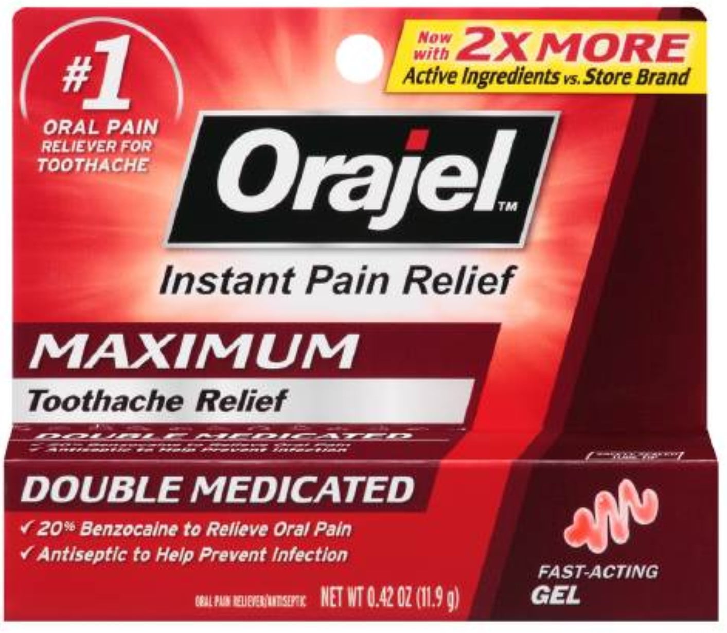 Orajel Maximum Strength Gel 0.42 oz (Pack of 4)