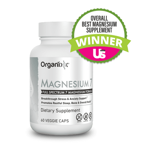 Organixx Magnesium Supplement, Natural Calm Magnesium Capsules for Sleep Support, Muscle Recovery, With Vitamin B6 and Manganese Citrate and Glycinate, High Absorption, Vegan, Non GMO, 60 Count