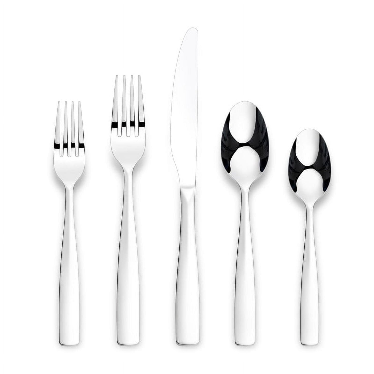 Ornative Flatware - KAEDE - 18/0 Stainless Steel, Mirror Finish, 42pc Set with Chrome Drawer Organizer, Service for 8