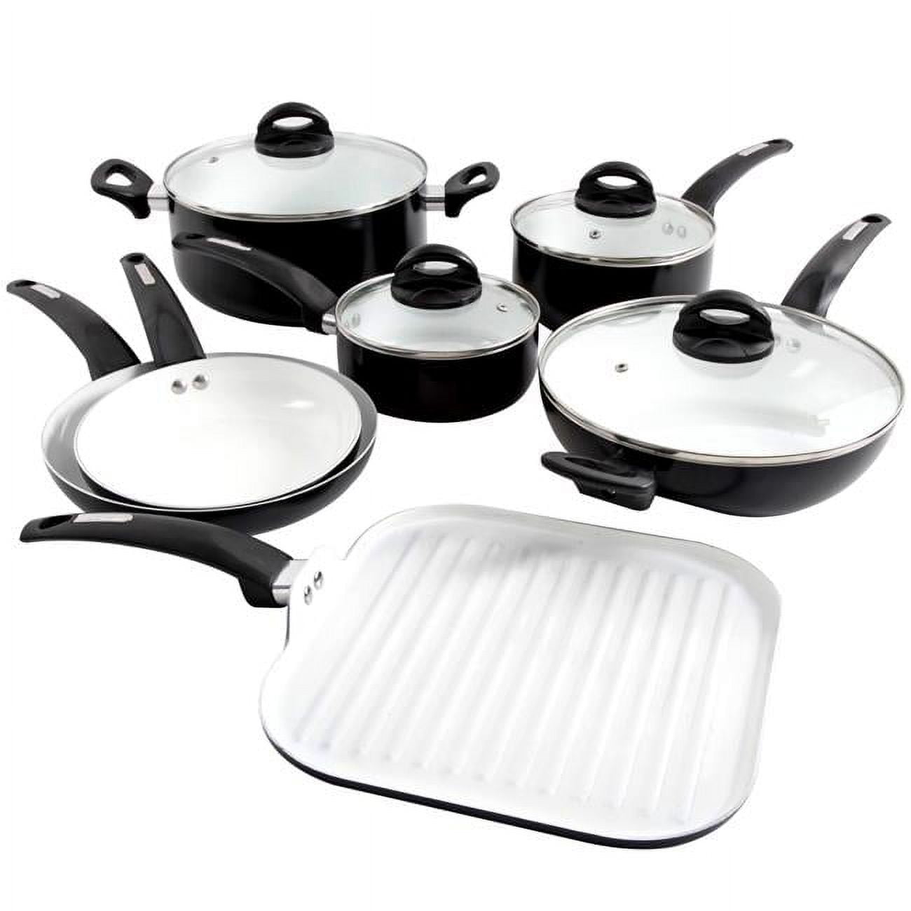 Oster Ashford 10 piece Aluminum Nonstick Cookware Set in Black with Bakelite Handle