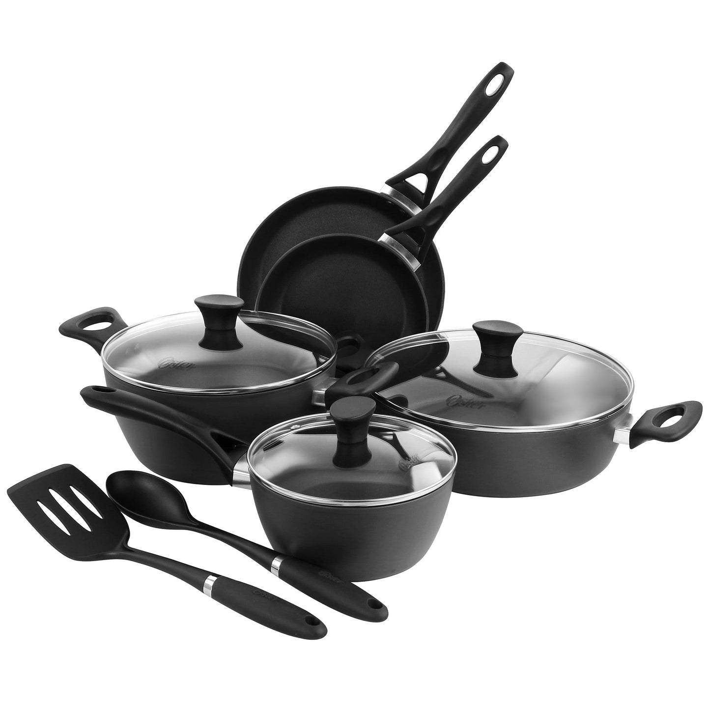 Oster Non Stick 10 Piece Aluminum Cookware Set in Black