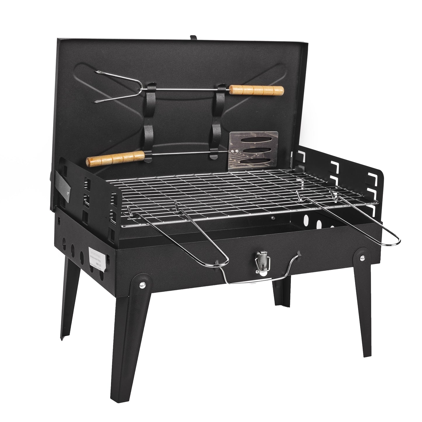 Outdoor Charcoal Grill - Collapsible Cooker with Tools - Compact Storage/Travel