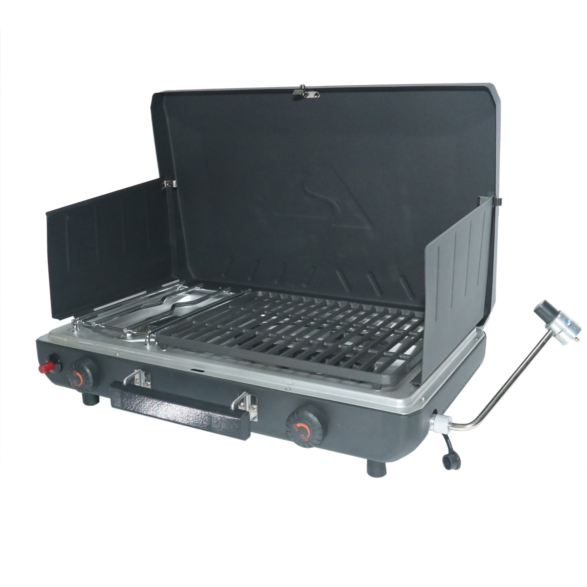 Ozark Trail Propane 2-in-1 Portable 2 Burner Grill Camp Stove, Model GCT2220WB, New