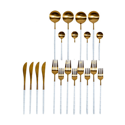 Ozarke Kiribati Cutlery Set, Stainless Steel Shiny Gold (Set of 20)