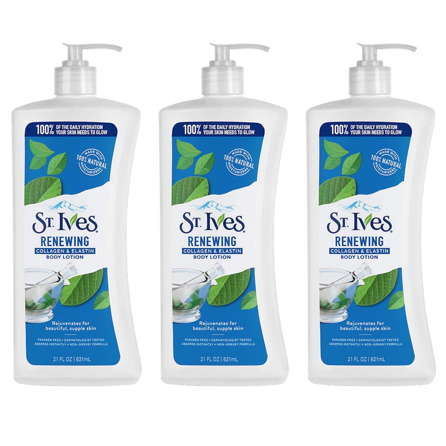 Pack of (3) St. Ives Renewing Body Lotion, Collagen Elastin, 21 Ounces