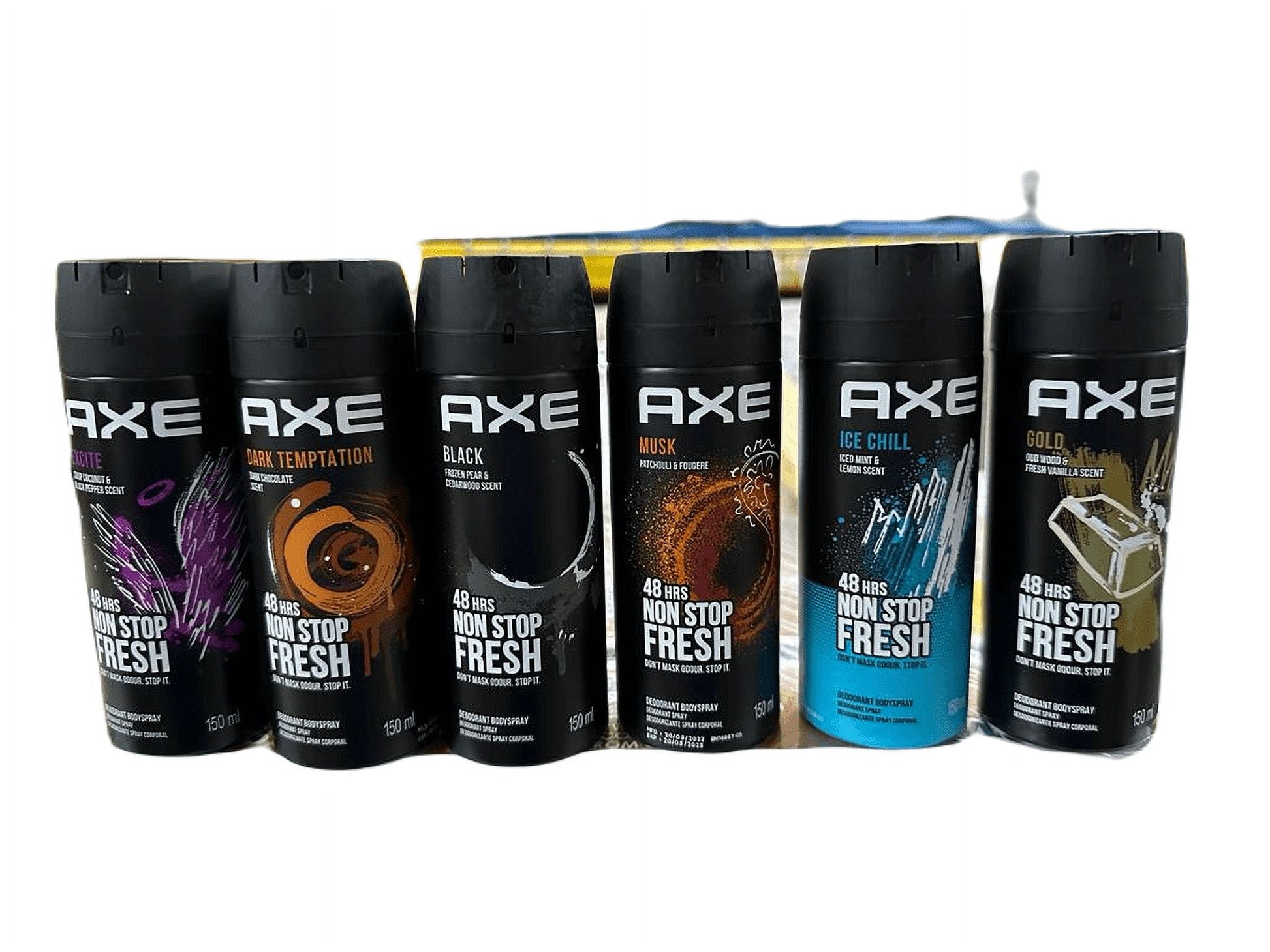 (Pack of 6) Axe Body Spray for Men 48H Deodorant Assorted Mixed Scents - 150ml (5.07 oz) each