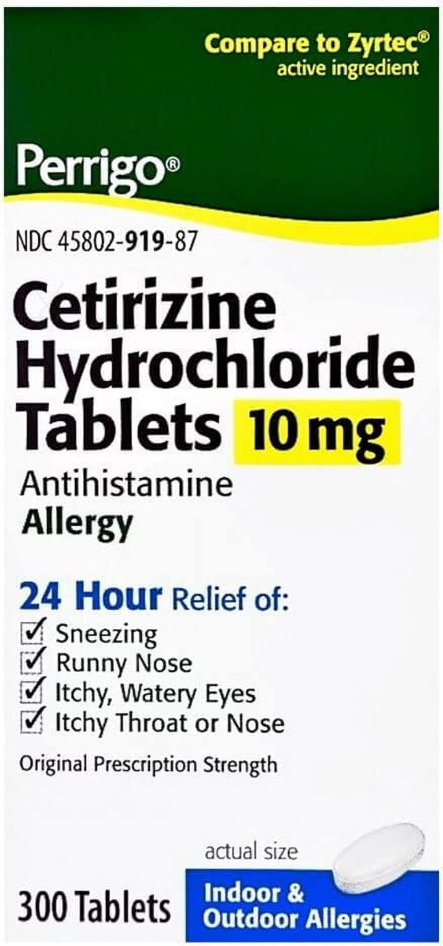 Padagis/Perrigo Cetirizine Hydrochloride 10 mg - 300 Tablets | Zyrtec