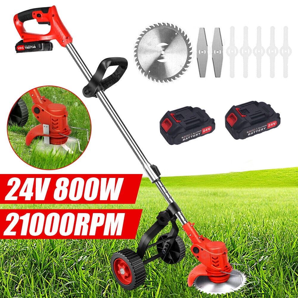 Paddsun Electric Weed Wacker Battery Powered 24V 2000mAh, Weed Wacker Cordless Edger Trimmer Lawn Edger Grass Trimmer Height Adjustable Mini-Mower