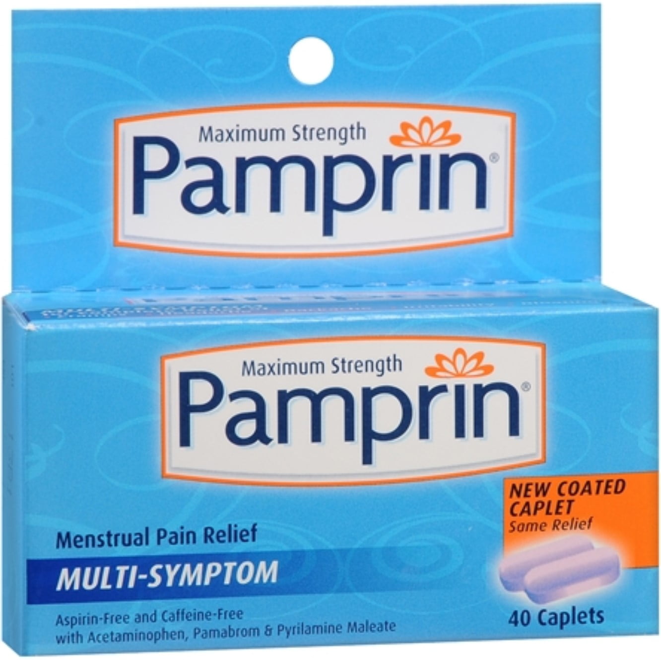 Pamprin Multi-Symptom Caplets 40 Caplets (Pack of 4)