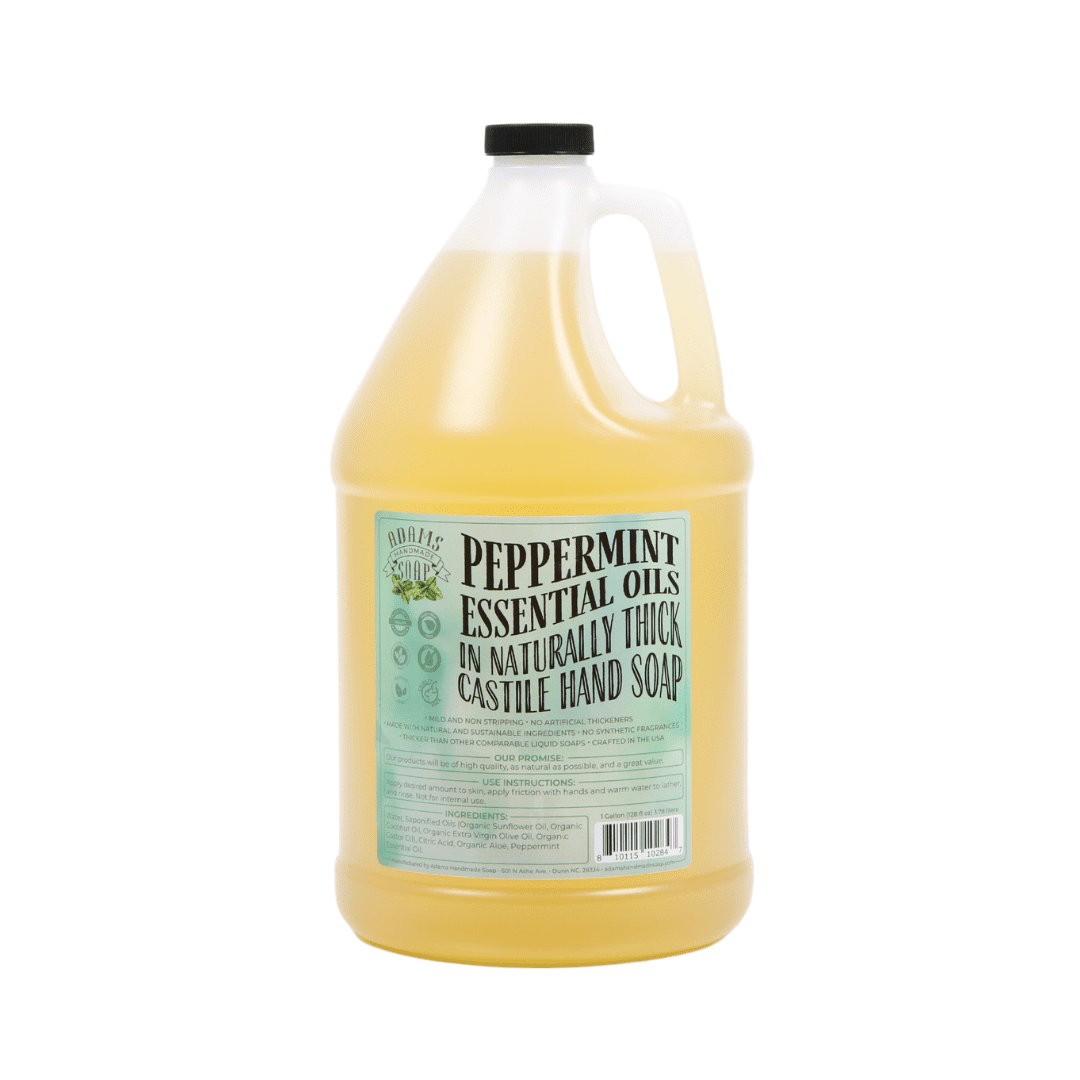 Peppermint Organic Castile Liquid Hand Soap 1 Gallon Refill Adams Handmade Soap