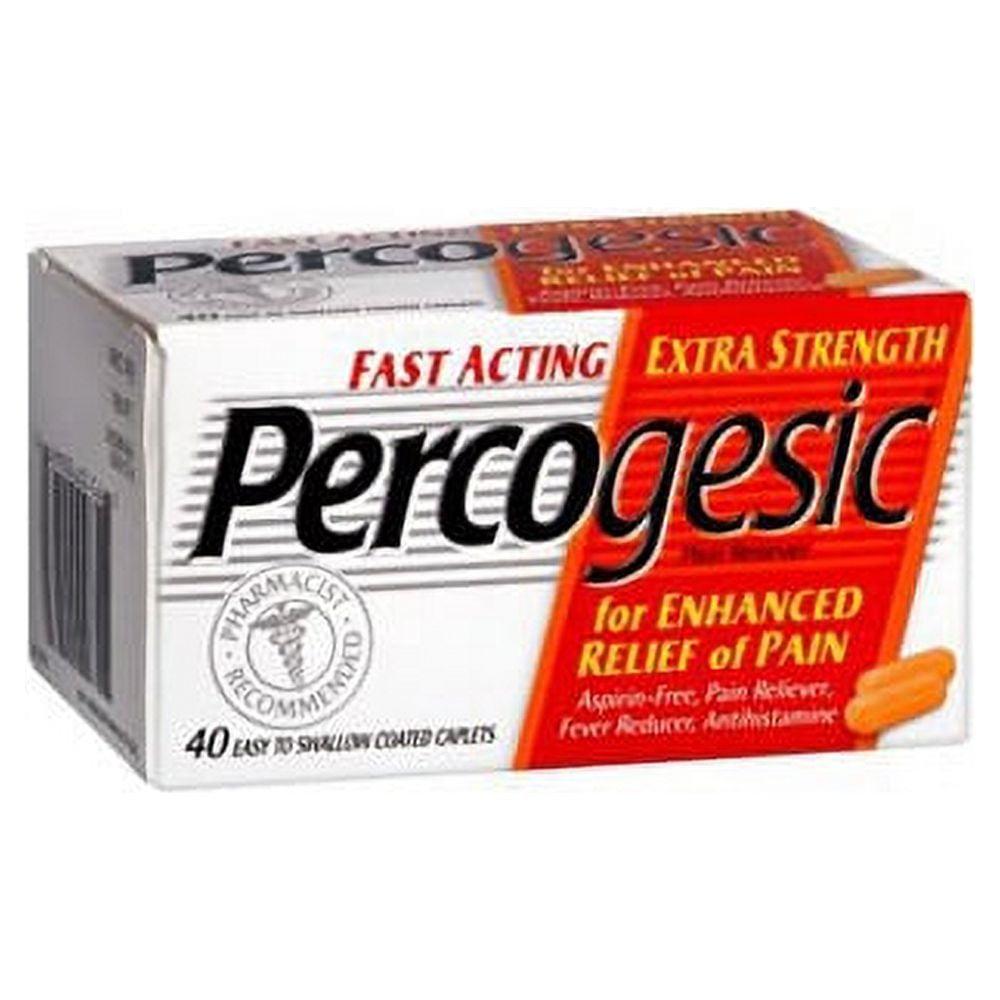 Percogesic Extra Strength Pain Reliever Coated Caplets - 40 Ea, 3 Pack