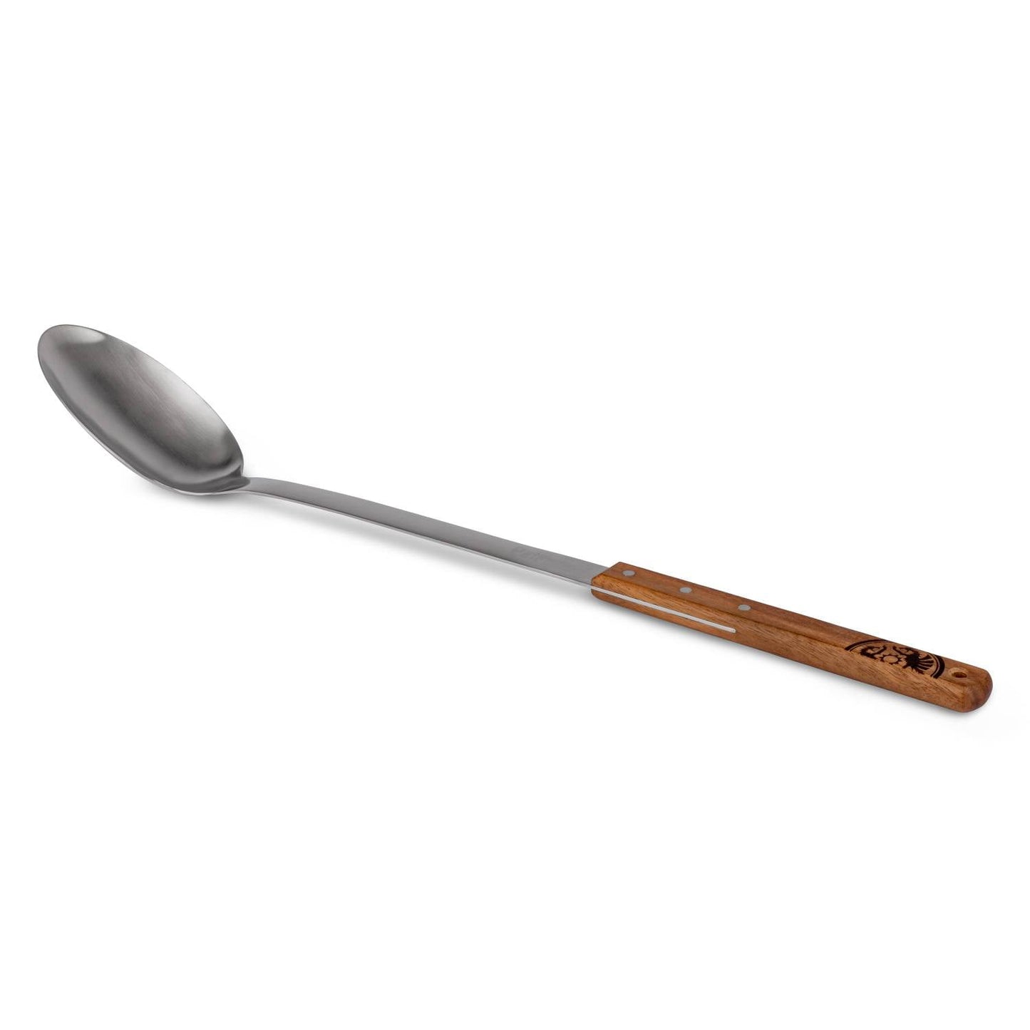 Petromax Kitchen or Campfire Serving Spoon, Durable Stainless Steel with Long Wooden Handle, Extra Large 3.4 fl oz