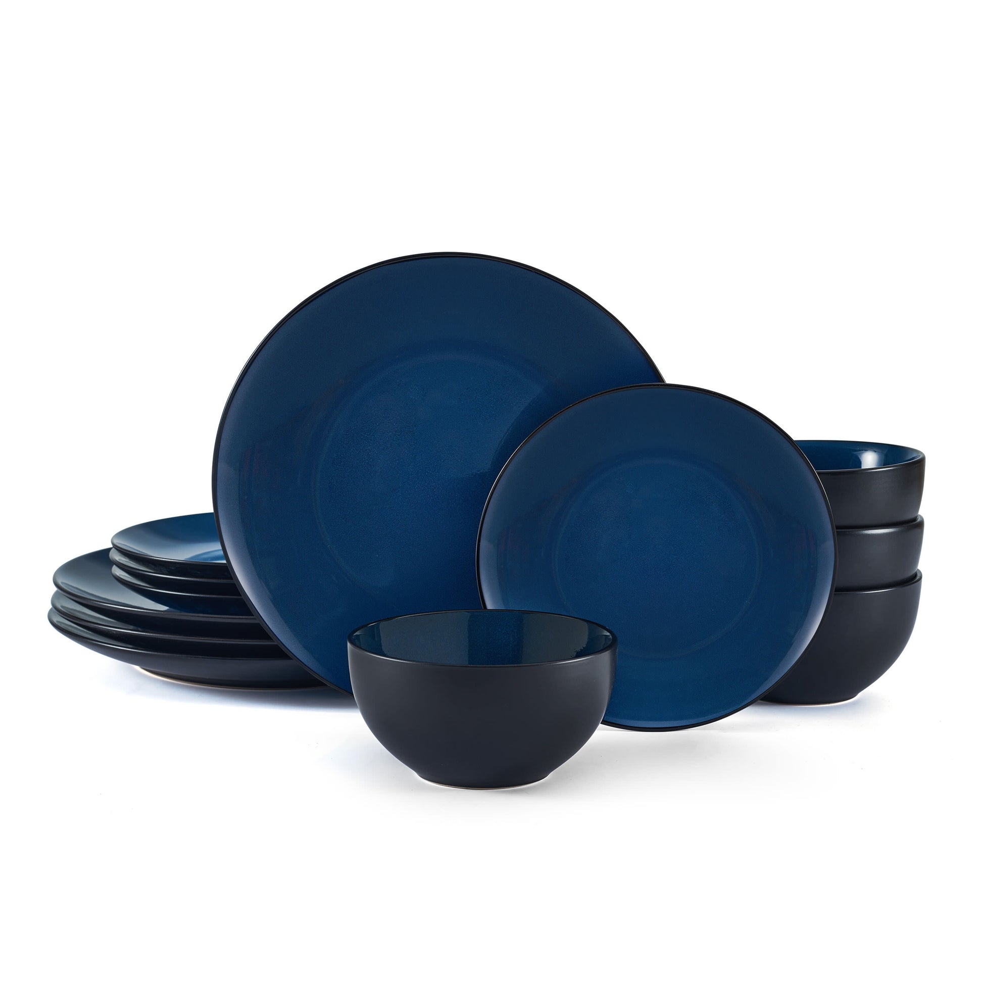 Pfaltzgraff Lucy 12- Piece Stoneware Dinnerware Set in Blue