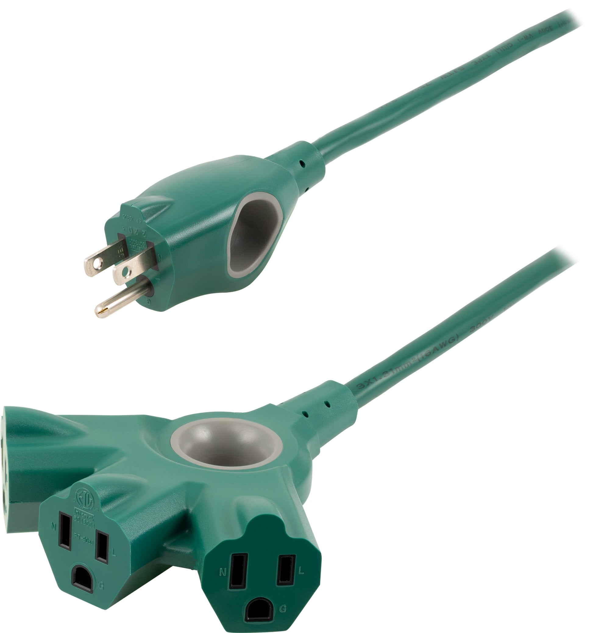 Philips Outdoor Extension Cord, 3 Outlet, 16 Gauge, 13 Amps, 50ft, Green