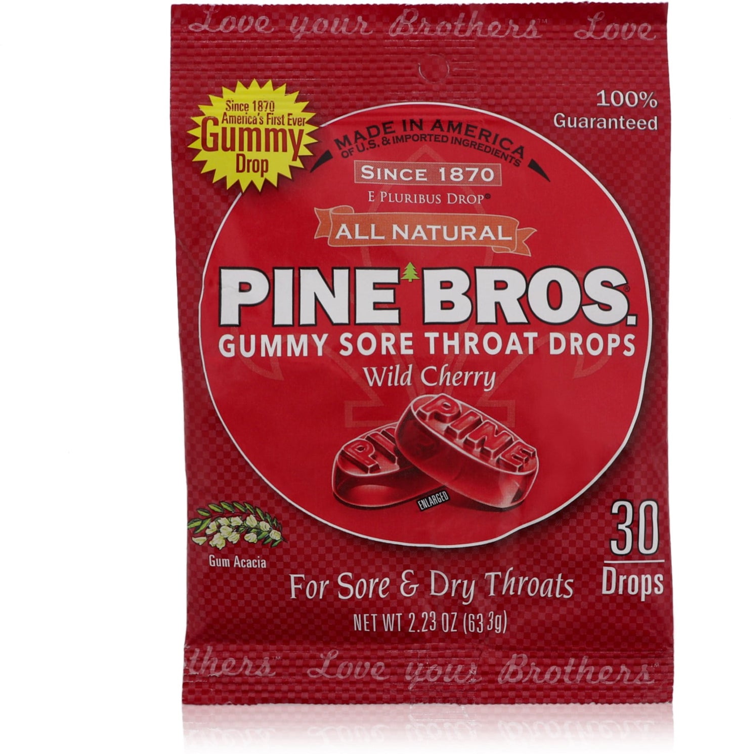 Pine Bros. Gummy Sore Throat Drops Wild Cherry, 30 ea (Pack of 3)