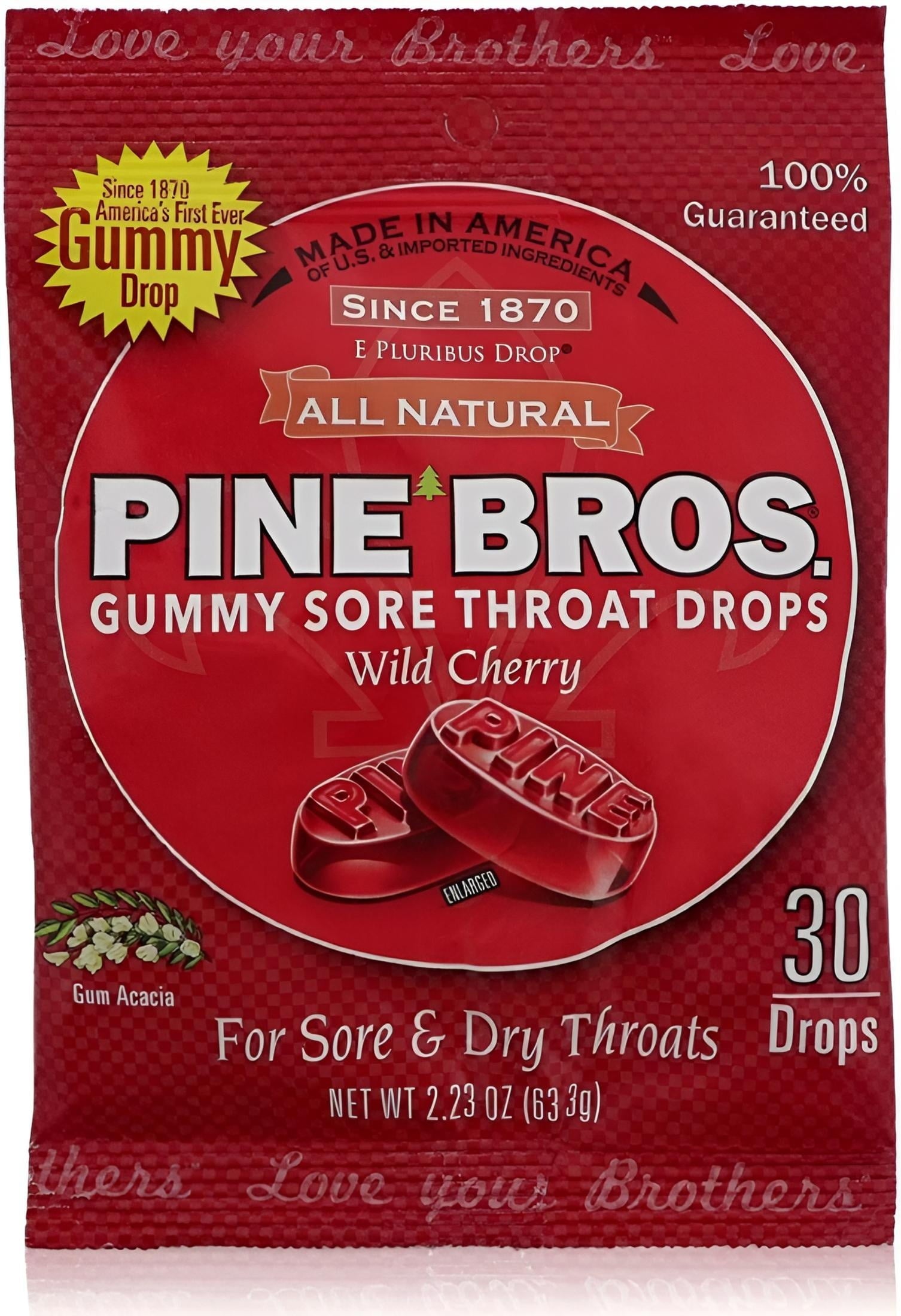 Pine Bros Softish Throat Drops Wild Cherry - 30 Drops (Pack of 6)